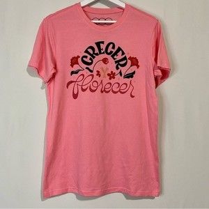 JZD Target Women’s Crecer Y Florecer Short Sleeve Graphic Tee Pink NWT